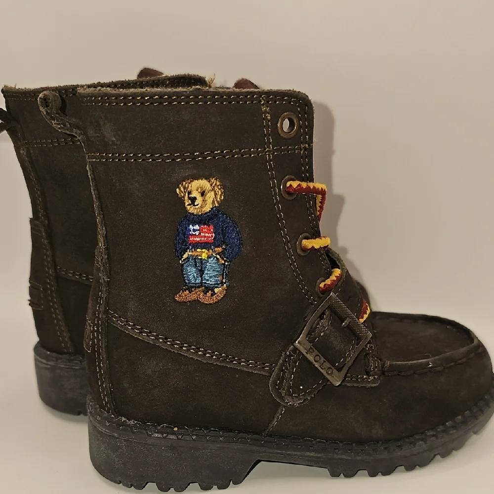 Polo Ralp Lauren Kids Brown Boots with Embroidered Detail